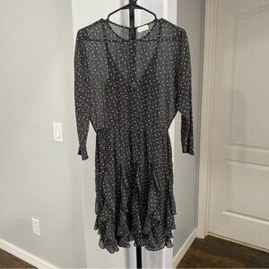 By Malene Birger Black Reza Star Ruffle Goth Punk Dress Size 34 US XS Chiffon